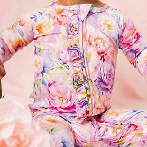 Baby Kids Bamboo Pajamas — Bloom Service Convertible Ruffle Romper — Image 1