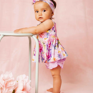 Baby Kids Bamboo Pajamas — Bloom Service Sleeveless Peplum Top & Bottoms Set — Image 1