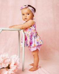 Baby Kids Bamboo Pajamas — Bloom Service Sleeveless Peplum Top & Bottoms Set — Image 1