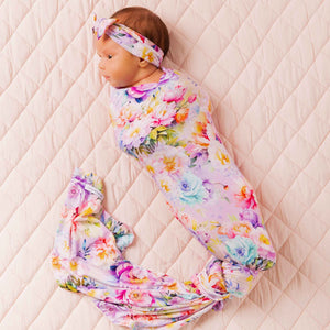Baby Kids Bamboo Pajamas — Bloom Service Swaddle & Headwrap Set — Image 1