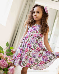 Baby Kids Bamboo Pajamas — Blooming Peotential Cap Sleeve Dress & Shorts Set — Image 1