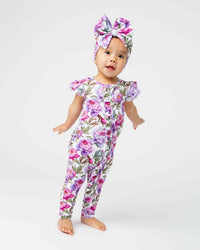 Baby Kids Bamboo Pajamas — Blooming Peotential Cap Sleeve Romper — Image 1