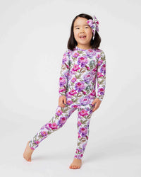 Baby Kids Bamboo Pajamas — Blooming Peotential Long Sleeve Pajama Set — Image 1