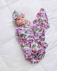 Baby Kids Bamboo Pajamas — Blooming Peotential Swaddle & Beanie Set — Image 1