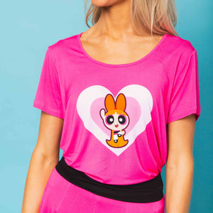 Baby Kids Bamboo Pajamas — The Powerpuff Girls™ Blossom Women's Short Sleeve T-Shirt — Image 1
