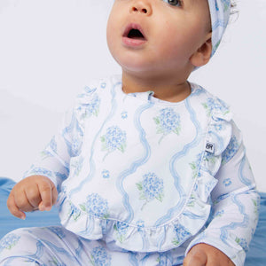 Baby Kids Bamboo Pajamas — Blue-tiful Bloom Scalloped Bib — Image 1