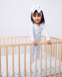 Baby Kids Bamboo Pajamas — Blue-tiful Bloom Crib Sheet — Image 1