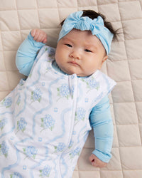 Baby Kids Bamboo Pajamas — Blue-tiful Bloom Sleep Sack — Image 1