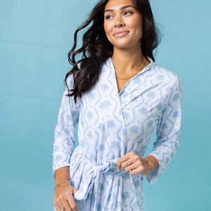 Baby Kids Bamboo Pajamas — Blue-tiful Bloom Women's Robe — Image 1