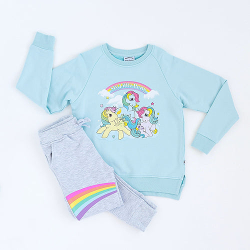 My Little Pony: Classic Blue Crew Neck and Heather Grey Jogger Set - Image 2 - Bums & Roses