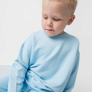 Baby Kids Bamboo Pajamas — Blue Me Away Crew Neck Sweatshirt — Image 1