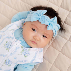 Baby Kids Bamboo Pajamas — Blue Me Away Headwrap — Image 1