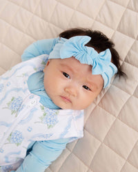 Baby Kids Bamboo Pajamas — Blue Me Away Headwrap — Image 1