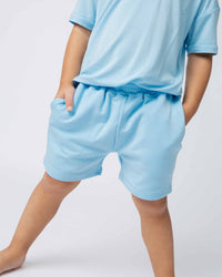Baby Kids Bamboo Pajamas — Blue Me Away Pull-On Shorts — Image 1