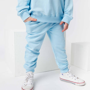 Baby Kids Bamboo Pajamas — Blue Me Away Relaxed Fit Sweatpants — Image 1