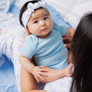 Baby Kids Bamboo Pajamas — Blue Me Away Ribbed Bodysuit — Image 1