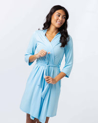 Baby Kids Bamboo Pajamas — Blue Me Away Women's Robe — Image 1