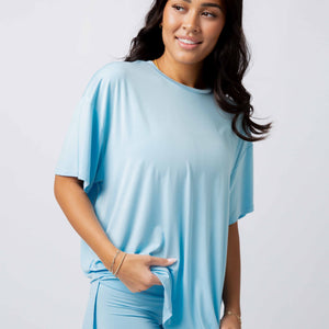 Baby Kids Bamboo Pajamas — Blue Me Away Women's Oversized T-Shirt — Image 1