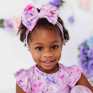 Baby Kids Bamboo Pajamas — Blush in Bloom Biggie Bow — Image 1