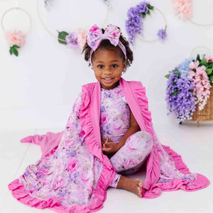 Bums & Roses - Baby & Kids Bamboo Pajamas - Blush in Bloom Ruffle Bum Bum Blanket - Image 1