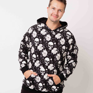 Baby Kids Bamboo Pajamas — Bones and Roses Adult Unisex Hoodie — Image 1