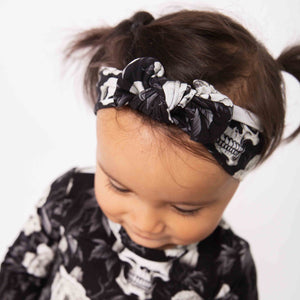 Baby Kids Bamboo Pajamas — Bones and Roses Headwrap — Image 1