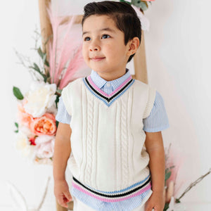 Baby Kids Bamboo Pajamas — V-Neck Sweater Vest — Image 1