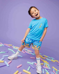 Baby Kids Bamboo Pajamas — Brain Freeze Short Sleeve T-Shirt & Mesh Shorts Set — Image 1