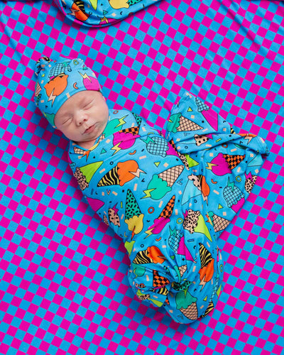 Baby Kids Bamboo Pajamas — Brain Freeze Swaddle & Beanie Set — Image 1