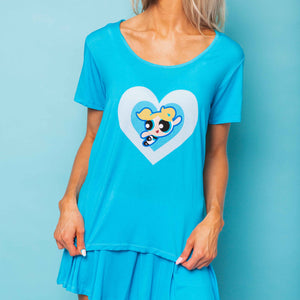 Baby Kids Bamboo Pajamas — The Powerpuff Girls™ Bubbles Women's Short Sleeve T-Shirt — Image 1