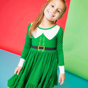 Baby Kids Bamboo Pajamas — Buddy The Elf™ Costume Girls Dress & Shorts Set — Image 1