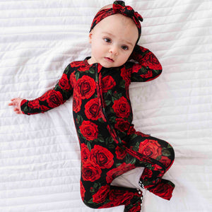 Baby Kids Bamboo Pajamas — Bums & Roses Convertible Romper — Image 1