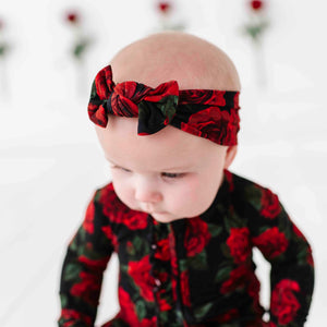 Baby Kids Bamboo Pajamas — Bums & Roses Headwrap — Image 3