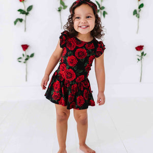 Baby Kids Bamboo Pajamas — Bums & Roses Cap Sleeve Ruffle Dress — Image 9