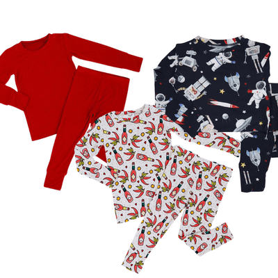 Bums & Roses - Baby & Kids Bamboo Pajamas - Spicy Space Pajama Set of 3 - Image 1