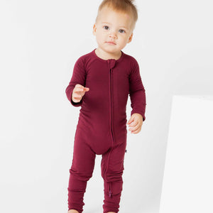 Baby Kids Bamboo Pajamas — Berry Dramatic Convertible Romper — Image 1
