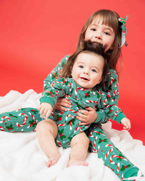 Baby Kids Bamboo Pajamas — Candy Cane Lane Bubble Sweatshirt — Image 7