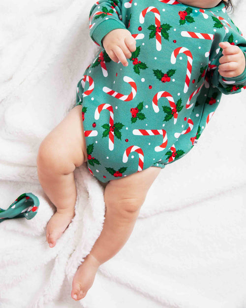 Baby Kids Bamboo Pajamas — Candy Cane Lane Bubble Sweatshirt — Image 3