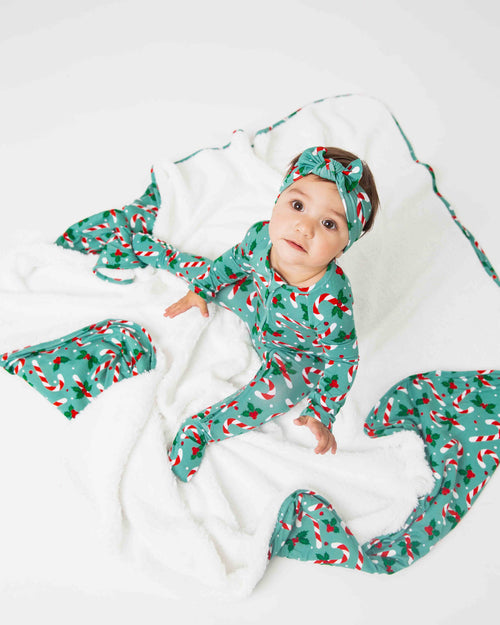 Baby Kids Bamboo Pajamas — Candy Cane Lane Bum Bum Blanket - Plush — Image 8