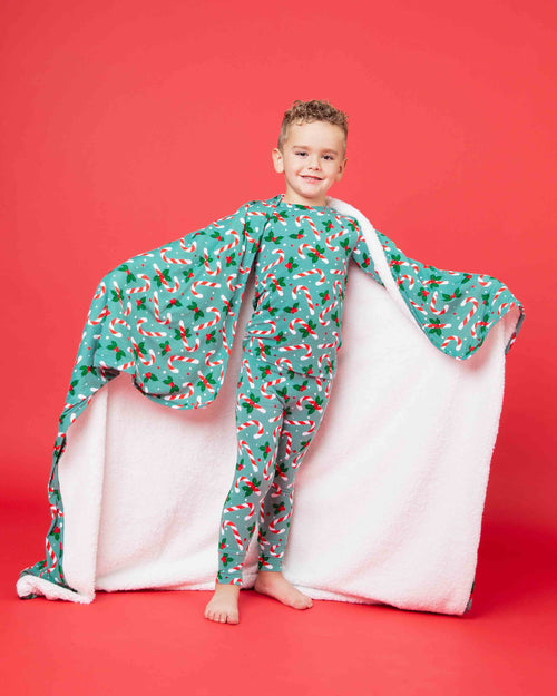 Baby Kids Bamboo Pajamas — Candy Cane Lane Bum Bum Blanket - Plush — Image 7