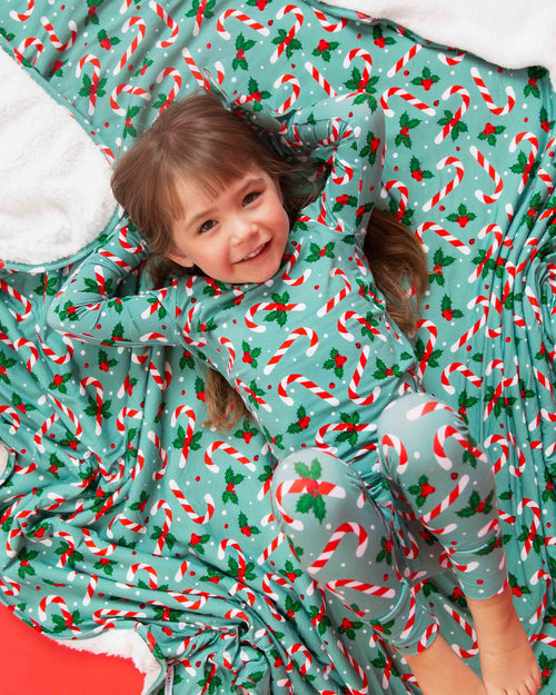 Baby Kids Bamboo Pajamas — Candy Cane Lane Bum Bum Blanket - Plush — Image 4