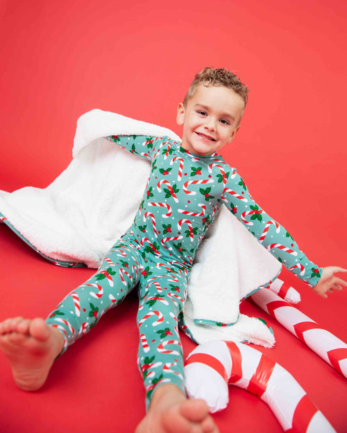 Baby Kids Bamboo Pajamas — Candy Cane Lane Bum Bum Blanket - Plush — Image 10