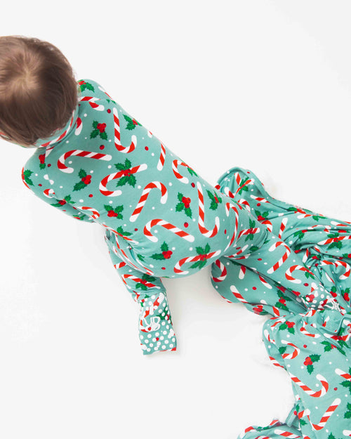 Baby Kids Bamboo Pajamas — Candy Cane Lane Convertible Romper — Image 7