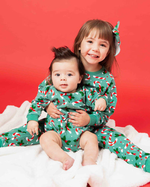 Baby Kids Bamboo Pajamas — Candy Cane Lane Jogger Set — Image 5