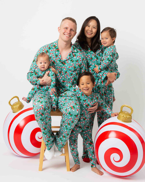 Baby Kids Bamboo Pajamas — Candy Cane Lane Women's Long Sleeve Collar Shirt & Pants Pajama Set — Image 4