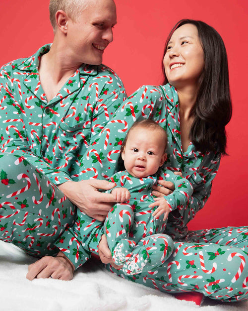Baby Kids Bamboo Pajamas — Candy Cane Lane Women's Long Sleeve Collar Shirt & Pants Pajama Set — Image 5