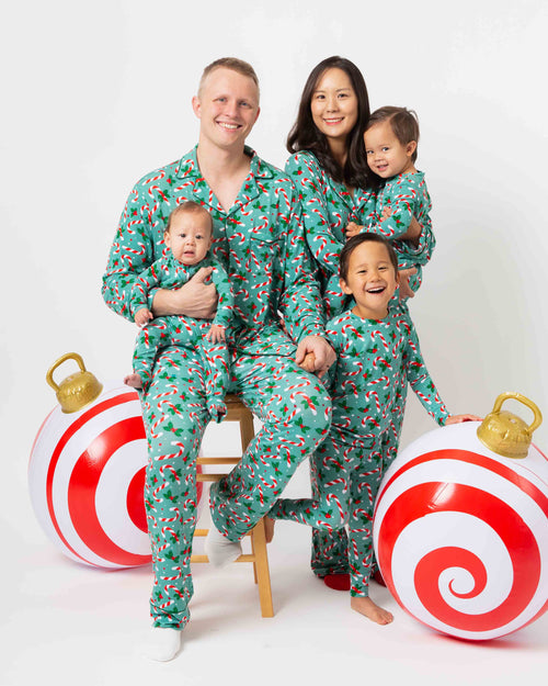 Baby Kids Bamboo Pajamas — Candy Cane Lane Long Sleeve Pajama Set — Image 10
