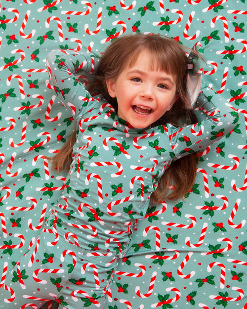 Baby Kids Bamboo Pajamas — Candy Cane Lane Long Sleeve Pajama Set — Image 6