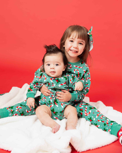 Baby Kids Bamboo Pajamas — Candy Cane Lane Woven Alligator Clip — Image 5