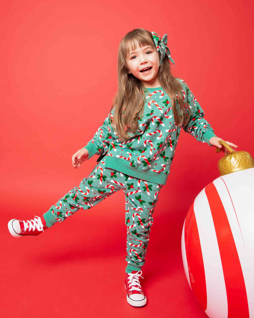 Baby Kids Bamboo Pajamas — Candy Cane Lane Woven Alligator Clip — Image 6